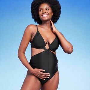 Isabel Maternity NWT Black Underwire Twist-Front One Piece Swimsuit Size Small
